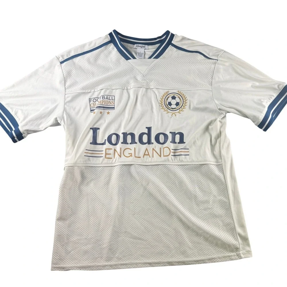 Manifest Offline London England Soccer Jersey White Navy Gold Mens Small TK5357 - Picture 1 of 11